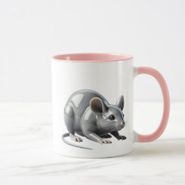 Eine kleine Maus sucht heimlich nach ihrem Essen. Tasse