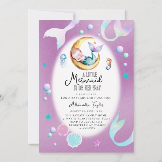 Eine kleine Meerjungfrau auf ihrem Weg zum Sea Gir Einladung (Vorderseite)