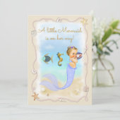 Eine kleine Meerjungfrau ist auf ihrem Weg! Einladung (Stehend Vorderseite)