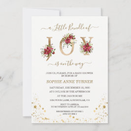 Eine kleine Menge Joy Poinsettia Gold Baby Dusche Einladung