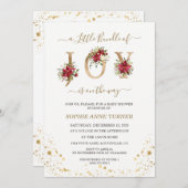 Eine kleine Menge Joy Poinsettia Gold Baby Dusche Einladung (Vorne/Hinten)