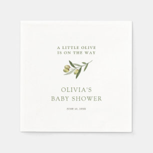 Eine kleine Minimalistische Babydusche aus Olivenö Serviette