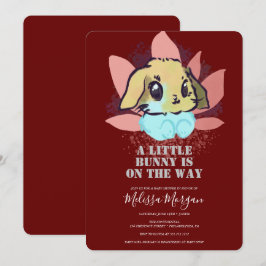 Eine kleine Niedliche Burgundy Babydusche Einladung