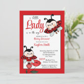 Eine kleine niedliche Ladybug Babydusche Einladung (Stehend Vorderseite)