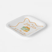 Eine kleine orangefarbene Süsse-Babydusche Pappteller (Gewinkelt)