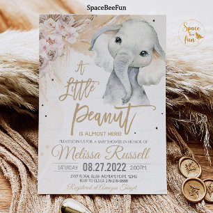 Eine kleine Peanut Elephant Babydusche Boho Safari Einladung