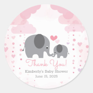 Eine kleine Peanut Elephant Girl Babydusche Runder Aufkleber