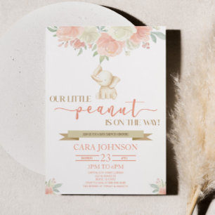 Eine kleine Peanut-Mama Baby Elephant Babydusche Einladung