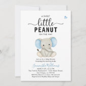 Eine kleine Peanut Niedlich Blue Elephant Baby Dus Einladung (Vorderseite)