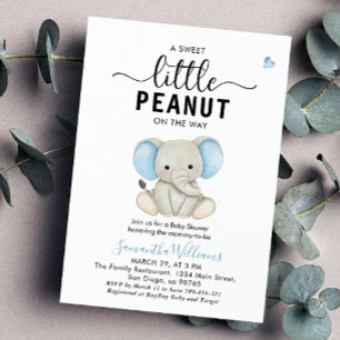 Eine kleine Peanut Niedlich Blue Elephant Baby Dus Einladung