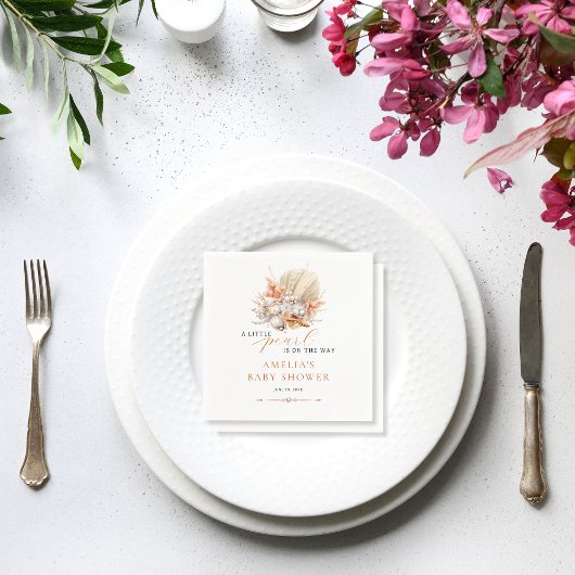 Eine kleine Pearl Coastal Pearl Baby Dusche Napkin Serviette