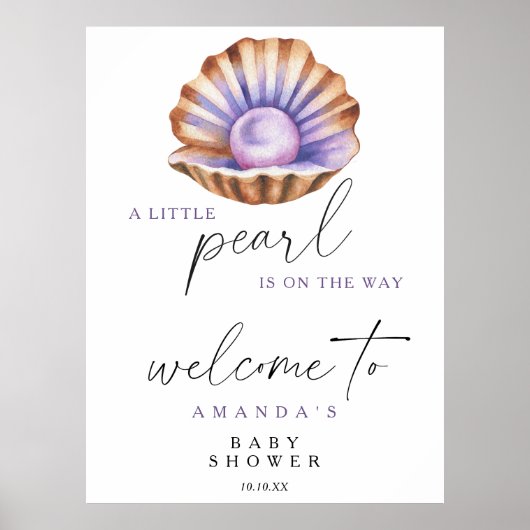 Eine kleine Perle - Begrüßungs-Baby-Dusche Party Poster (Vorne)