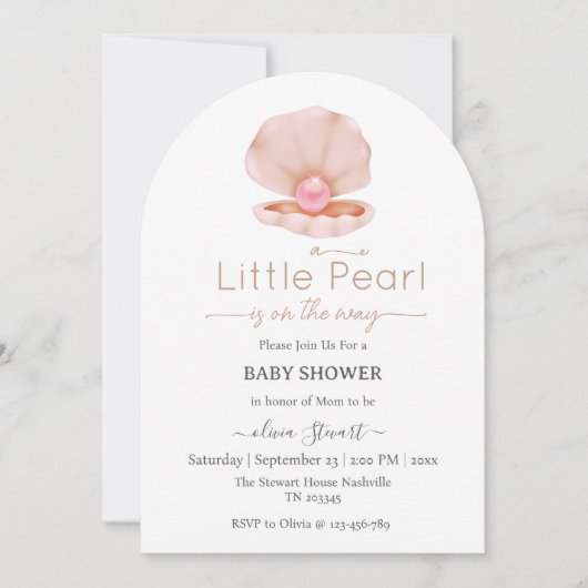 Eine kleine Perle ist auf dem Weg Baby Dusche Einladung (Vorderseite)