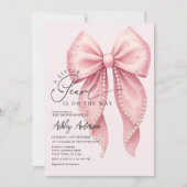 Eine kleine Perle ist auf dem Weg Pink Bow Baby Du Einladung (Vorderseite)