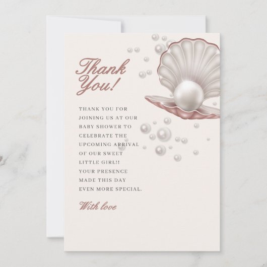 eine kleine Perle unter der Babydusche Dankeskarte (Vorderseite)