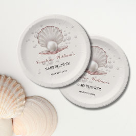 eine kleine Perle unter der Babydusche Pappteller