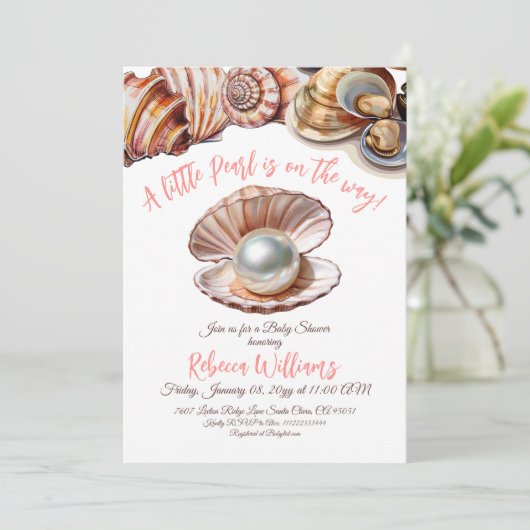 Eine kleine Perle unter der Meeresschutzdusche Einladung (Stehend Vorderseite)