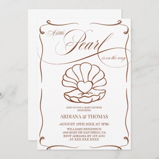 Eine kleine Perlendusche Einladung (Vorne/Hinten)