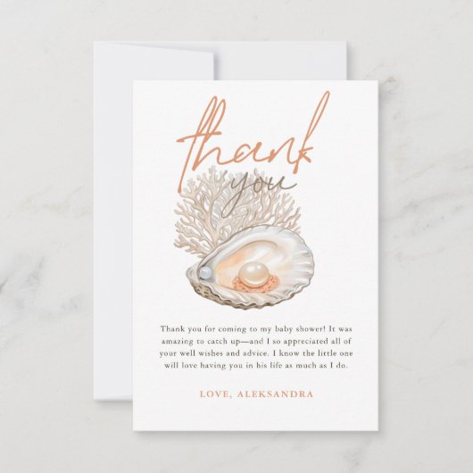 Eine kleine Perlwasserfarbe Seashell Babydusche Dankeskarte (Vorderseite)