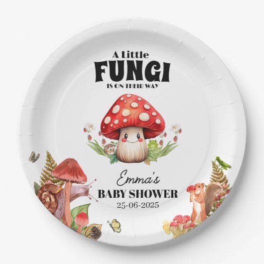 eine kleine Pilzpilzspuppe Butterfly Moth Babydusc Pappteller (Vorderseite)