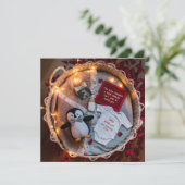 Eine kleine Pinguin-Liebe-Schwangerschaftsankündig Feiertagskarte (Stehend Vorderseite)