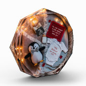 Eine kleine Pinguin-Liebe-Schwangerschaftsankündig Fotoblock (Links)