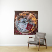 Eine kleine Pinguin-Liebe-Schwangerschaftsankündig Wandteppich (Beispiel (Horizontal))