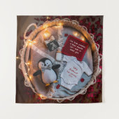 Eine kleine Pinguin-Liebe-Schwangerschaftsankündig Wandteppich (Vorderseite)