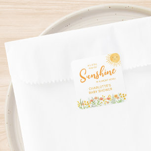Eine kleine Portion Sonnenschein Baby Shower Quadratischer Aufkleber