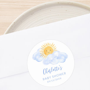 Eine kleine Portion Sonnenschein Baby Shower Runder Aufkleber
