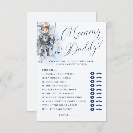 Eine kleine Prince Royal Blue Dusche Mommy oder Pa Begleitkarte (Vorne/Hinten)