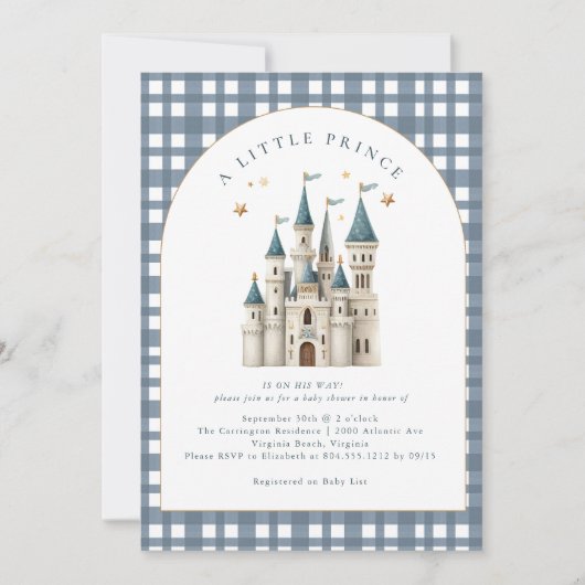 Eine kleine Prince Royal Castle Babydusche Einladung (Vorderseite)