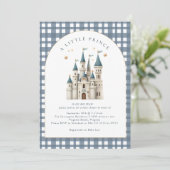 Eine kleine Prince Royal Castle Babydusche Einladung (Stehend Vorderseite)