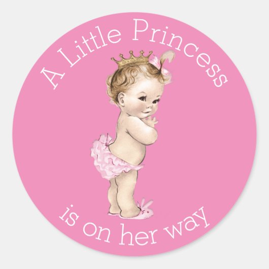 Eine kleine Princess Baby Dusche pink Runder Aufkleber (Vorderseite)