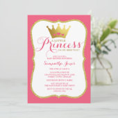 Eine kleine Princess Baby Dusche Rosa und Gold Einladung (Stehend Vorderseite)