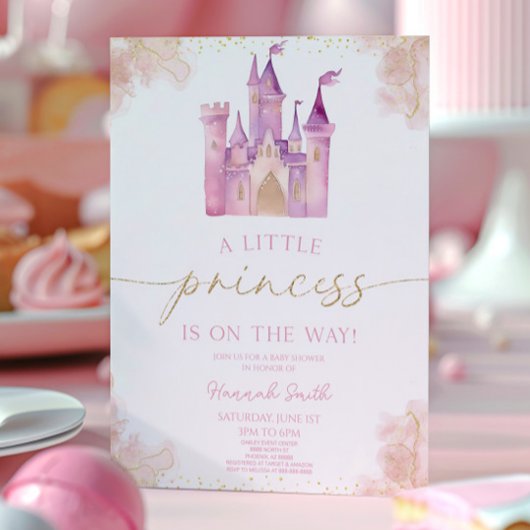 Eine kleine Princess Royal Castle Babydusche Einladung