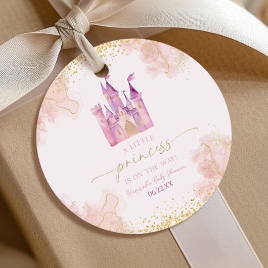Eine kleine Princess Royal Castle Babydusche Geschenkanhänger