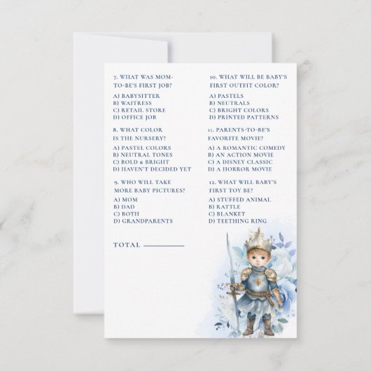 Eine kleine Prinz Royal Blue Dusche, wer weiß? Einladung (Rückseite)