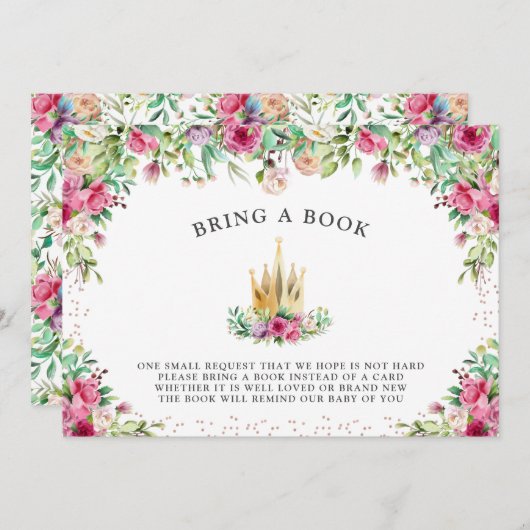 Eine kleine Prinzessin bringt ein Buch Einladung (Vorne/Hinten)