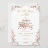 Eine kleine Prinzessin Carriage Pink Floral Baby D Einladung (Vorderseite)