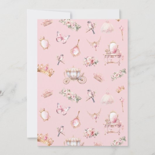 Eine kleine Prinzessin Carriage Pink Floral Baby D Einladung (Rückseite)