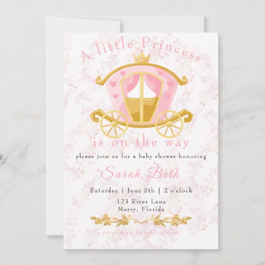 Eine kleine Prinzessin ist auf dem Weg zur Einladu Einladung (Vorderseite)