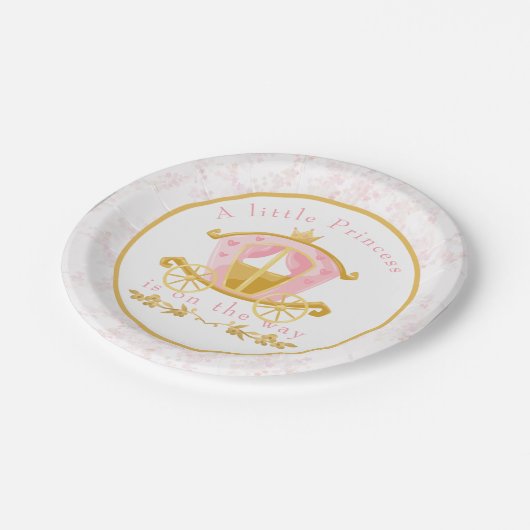 Eine kleine Prinzessin ist auf dem Weg zur Einladu Pappteller (Schrägansicht)