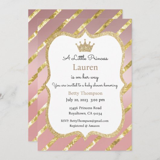 Eine kleine Prinzessin ist auf ihrem Weg Einladung (Vorne/Hinten)