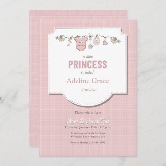 Eine kleine Prinzessin ist hier Meet und Greet Einladung (Vorne/Hinten)