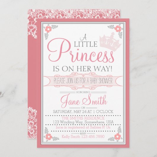 Eine kleine Prinzessin ist unterwegs Einladung (Vorne/Hinten)