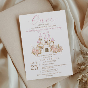 Eine kleine Prinzessin Pink Castle Florals Baby Du Einladung