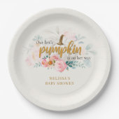 Eine kleine Puffkindusche mit Pink-Blütenmädchen Pappteller (Vorderseite)