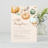 Eine kleine Pumkin Fall Foliage Babydusche Einladung (Stehend Vorderseite)