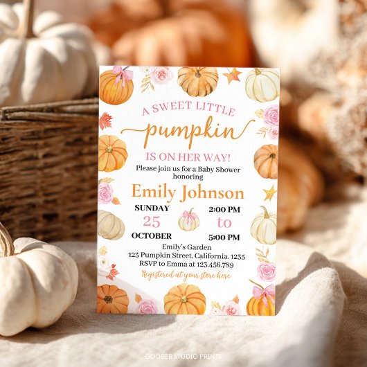 Eine kleine Pumkin Fall Girl Dusche Einladung